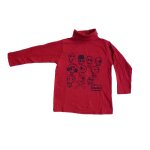 T - shirt col roul manches longues - tape  l'oeil - crnes ttes de mort - rouge fonc - 100% coton ...