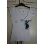 T - shirt col v blanc À motif h&m, taille 36 / xs, comme neuf T - shirt col v blanc À motif h&m, taille 36 / xs, comme neuf