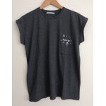 T shirt gris anthracite chin� cosmic girl soucoupe volante lune �toiles plan�te one by g�mo taille m