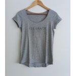 T shirt gris chin�. col rond. manches courtes � revers. cama�eu. taille 38