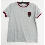 T shirt gris chin� empi�cement t�te de mort multicolore. jennyfer. coton. taille 38