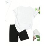T - shirt imprimé À motif croisé drôle pour femmes, ensemble deux pièces, mode, roman, ensembles courts, ... T - shirt imprimé À motif croisé drôle pour femmes, ensemble deux pièces, mode, roman, ensembles courts, ...