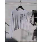 T - shirt imprimé asiatique, blanc, manches longues T - shirt imprimé asiatique, blanc, manches longues