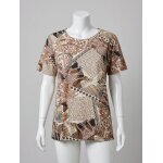 T shirt imprim� marron beige et blanc taille 38 - 40 damart