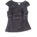 T - shirt jennyfer , noir, encolure v , taille l , sans manches, brod  la taille