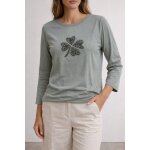 T shirt kaki clair avec trefle 4 feuilles en strass manches longues taille 38 caroll neuf