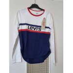 T - shirt manche longue bas arrondi levis taille 16 ans bleu et blanc