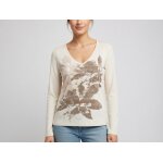 T shirt manches longues col v beige imprim� devant et dos taille unique promod