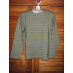 T - shirt manches longues de marque petit bateau , 100% coton , de couleur vert ray� jaune ocre , taille ...