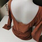 T - shirt marron clair de chez bonobo - taille l - manches longues ¿ dos décolleté avec broderie Élégante ... T - shirt marron clair de chez bonobo - taille l - manches longues ¿ dos décolleté avec broderie Élégante ...