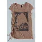 T - shirt marron imprim� visage de femme. divided pour h&m. taille 38