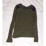 T - shirt ml femme taille l habillage simili cuir aux �paules