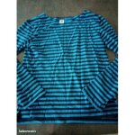 T shirt ml ray� bleu noir gar�on xxs petit bateau tr�s bon �tat