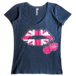 T - shirt navy imprimé punk london le temps des cerises 34 T - shirt navy imprimé punk london le temps des cerises 34