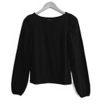 T shirt noir manches longues. fronces. cama�eu. taille s