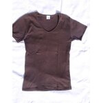 T - shirt petit bateau , col v, marron, manches courtes, taille 18 ans