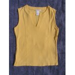 T - shirt  promod  , jaune, sans manches, col v, taille 38 / 40
