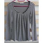 T - shirt ray� blanc et marron � manches longues. promod. taille 36