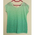 T shirt ray�. d�grad� de vert et blanc. camaieu. taille 38