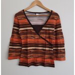 T shirt a rayures multicolore degrade orange marron et beige. manches 3 / 4. camaieu. taille 36 / 38