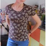 T - shirt   la redoute  , marron et ecru, t38