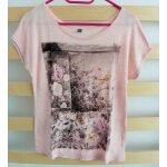 T - shirt rose imprim papillons. strass. pimkie. taille 38