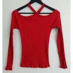 T shirt rouge col bateau manches longues. zara. coton. taille 36