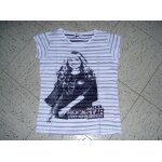 T - shirt tee shirt manches courtes blanc  rayures grises motif idol rockstar hannah montana photo miley ...