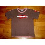 T - shirt tee shirt manches courtes marron col rond parme motif poitrine urban rpublic taille 8 ans