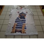 T - shirt tee shirt sans manche blanc motif avant et arrire jean - paul bulldog franais taille m ou ...