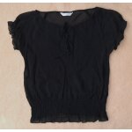 T - shirt en voile noir � fronces. promod. taille 38