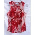 T - shirt zara trf , motif rouge délavé, ras cou, sans manches, taille m T - shirt zara trf , motif rouge délavé, ras cou, sans manches, taille m