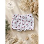 Short b�b� blanc motifs marins bateaux et chaises longues