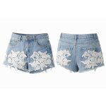 Short bleu jean?s avec broderie blanche jennyfer taille 36