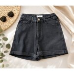 Short en jean noir kiabi t34 / xs neuf � taille haute slim