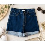 Short en jean slim kiabi t34 / xs neuf � denim bleu fonc�, revers
