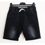 Short noir delave a revers. lien d'attache. h&m. coton. polyester. spandex. taille 13 / 14 ans