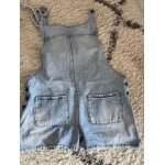 Short salopette jean bleu clair