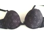 Soutien - gorge push - up 90b guess noir monogramm avec logos argents