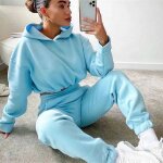 Survêtement deux pièces pour femme, sweat - shirt de dehors solide, tenue sportive, collection automne ... Survêtement deux pièces pour femme, sweat - shirt de dehors solide, tenue sportive, collection automne ...