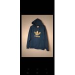 Sweat  capuche adidas trefoil vintage bleu logo jaune