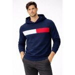 Sweat � capuche tommy hilfiger maille fine bleu marine xxl hoodie l�ger homme casual