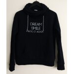 Sweat noir. dream smile & do it again. poche kangourou. pimkie. coton. polyester. taille 38