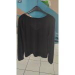 Sweat only noir dos v bordure dentelle taille 36