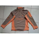 Sweat polaire equitation - taupe et orange - 12 ans
