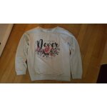 Sweat pull manches longues gris clair motif roses stop dreaming never choose your own patch c&a taille ...