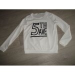 Sweat shirt gemo l�ger, fluide, blanc et inscription  ; 5 th ave ; en noir m tbe