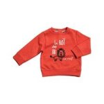 Sweat - shirt tissaia. t. 24 mois. couleur corail. boutons - pression  l'arrire. message : le roi des ...