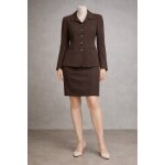 Tailleur doubl� jupe portefuille et veste blazer � carreaux marron taille136 - 38 cama�eu