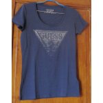 Tee - shirt  encolure arrondie dgage - bleu marine - plastron triangulaire en clous argents avec ...